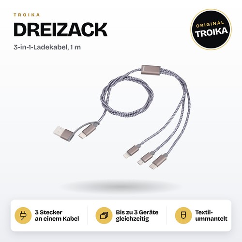 Troika dreizack 3in1 - dreizack, ladekabel