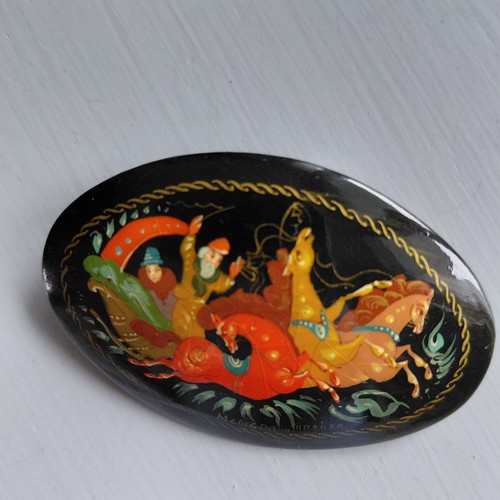 Russische lack brosche mstjora - russische, lack-brosche
